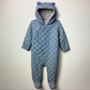 Chambray Bear Ears 1 Piece Bunting from GAP -NWT!